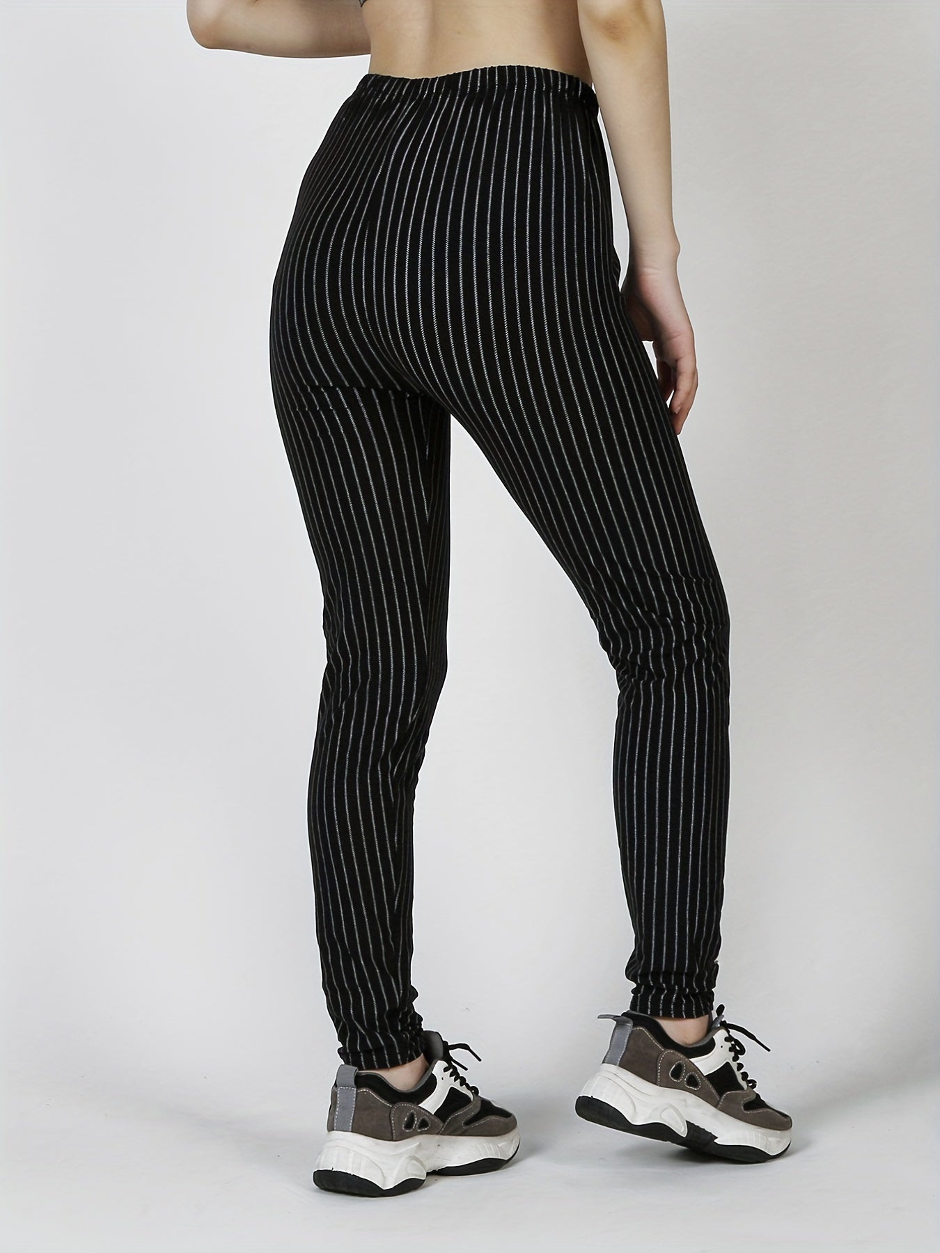 Striped Skinny Leggings Casual Stretchy Leggings Women's Clothing