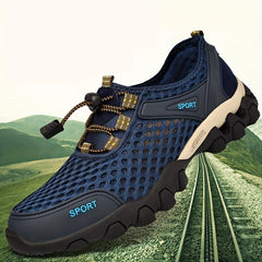 Men's Breathable No Tie Mesh Sneakers with Draw String