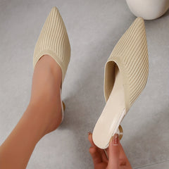 Women's Breathable Low Heel Slip On Shoes Pointed Toe Comfortable Summer Shoes
