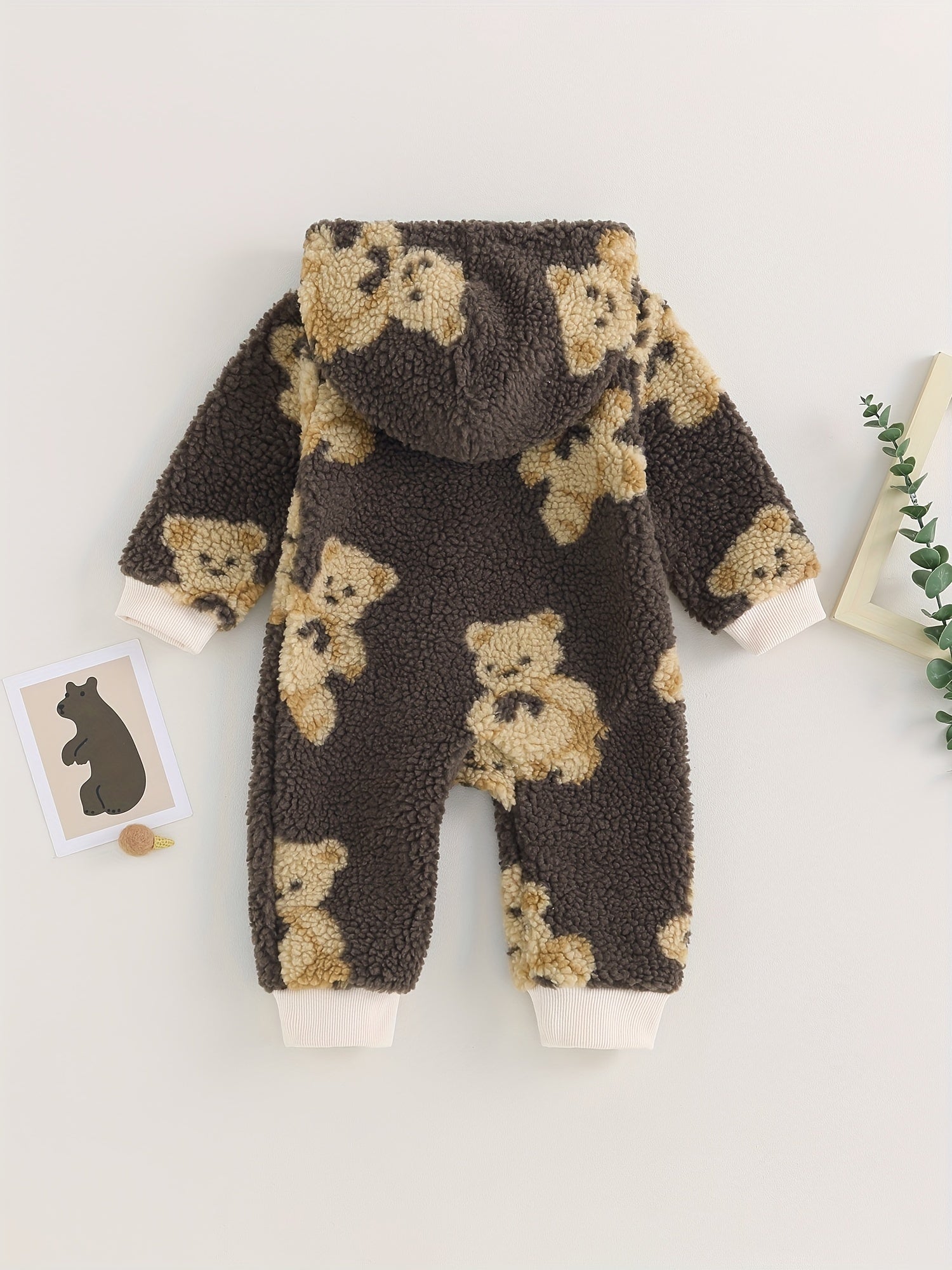 Plush Bear Graphic Hoodie Baby Toddler Jumpsuit