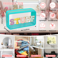 Chenille Letter Clear Makeup Bag Waterproof Glitter Cosmetic Pouch with Zipper