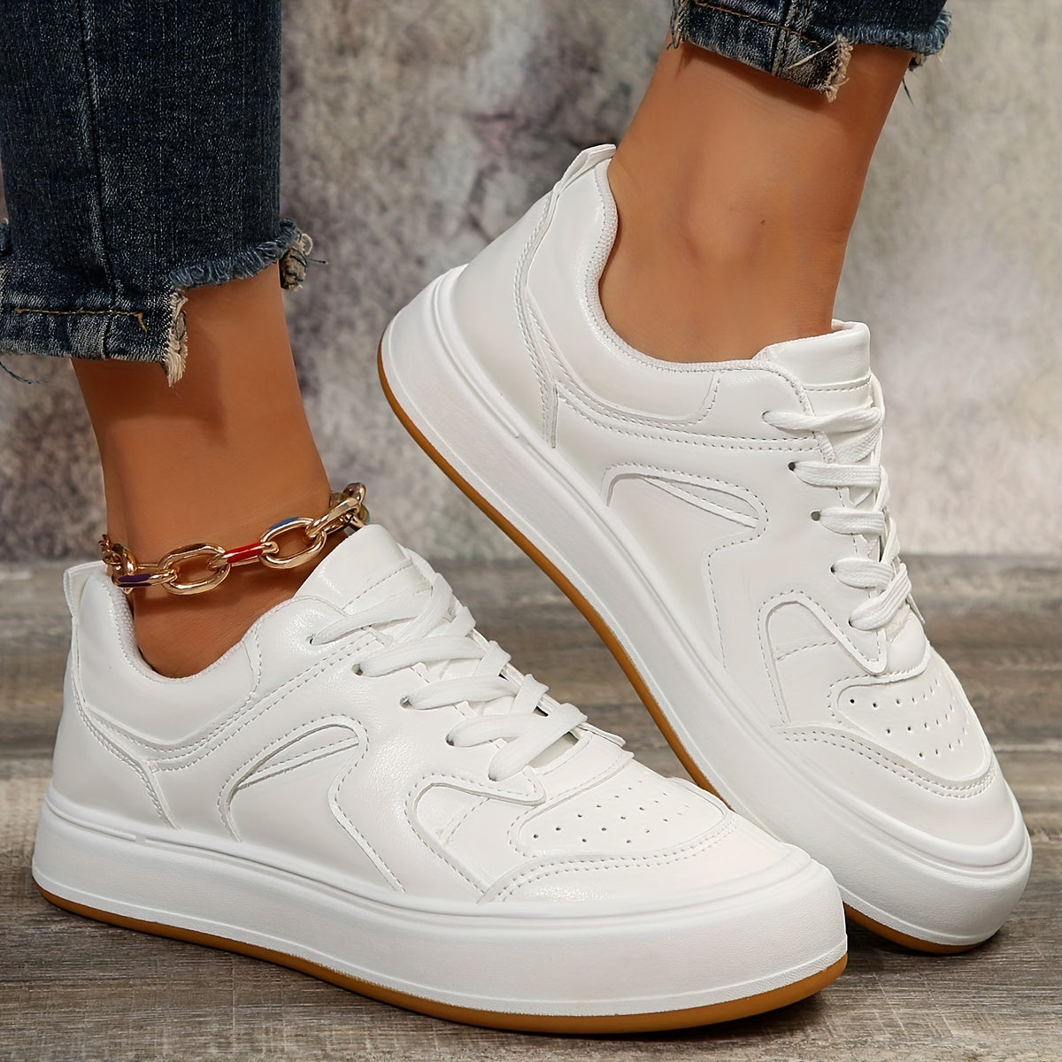 Classic Small Platform Flat Shoes Lace Up Lightweight Sneakers