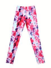 Kid Girls Tie Dye Print Legging Slim Fit Sports Casual Tight Pants