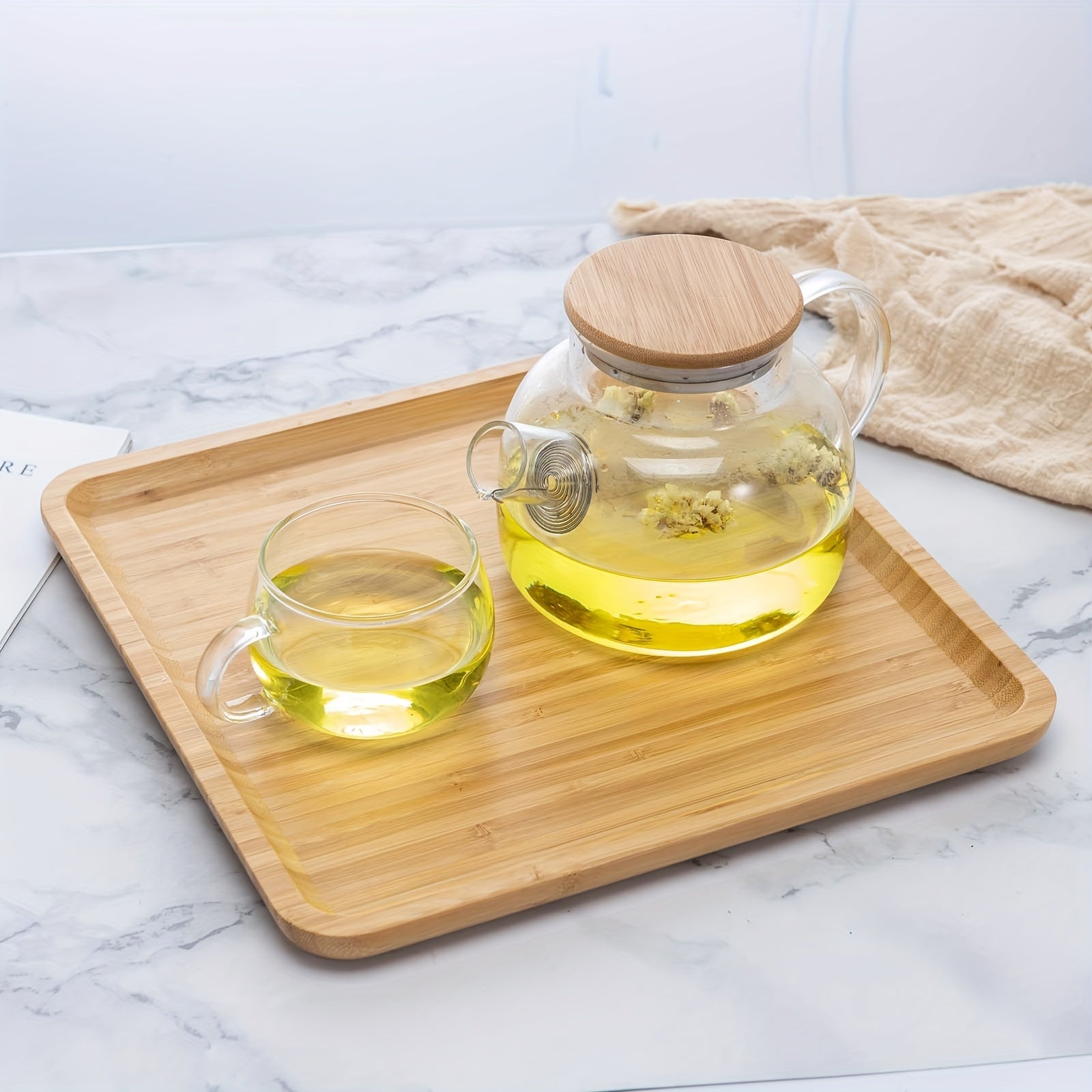 Bamboo Square Tray Cheese Plates Coffee Tea Serving Tray Fruit Storage Pallet