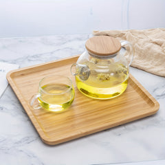 Bamboo Square Tray Cheese Plates Coffee Tea Serving Tray Fruit Storage Pallet