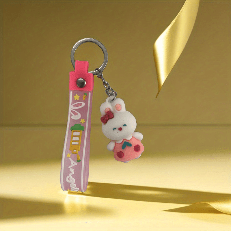 Cute Cartoon Rabbit Keychain Silicone Bunny Doll Keychain Pendant