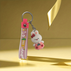 Cute Cartoon Rabbit Keychain Silicone Bunny Doll Keychain Pendant
