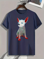 Puppy Pattern Print Men's Sports T-Shirt - Summer Outdoor Wear