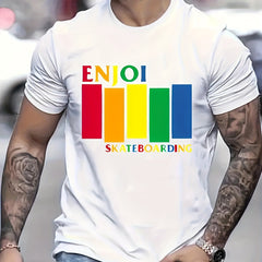 Rainbow Stripe Print Men's Graphic T shirt Casual Comfy Tees For Summer