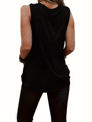 Mom Letter Print Tank Top Crew Neck Sleeveless Summer Top