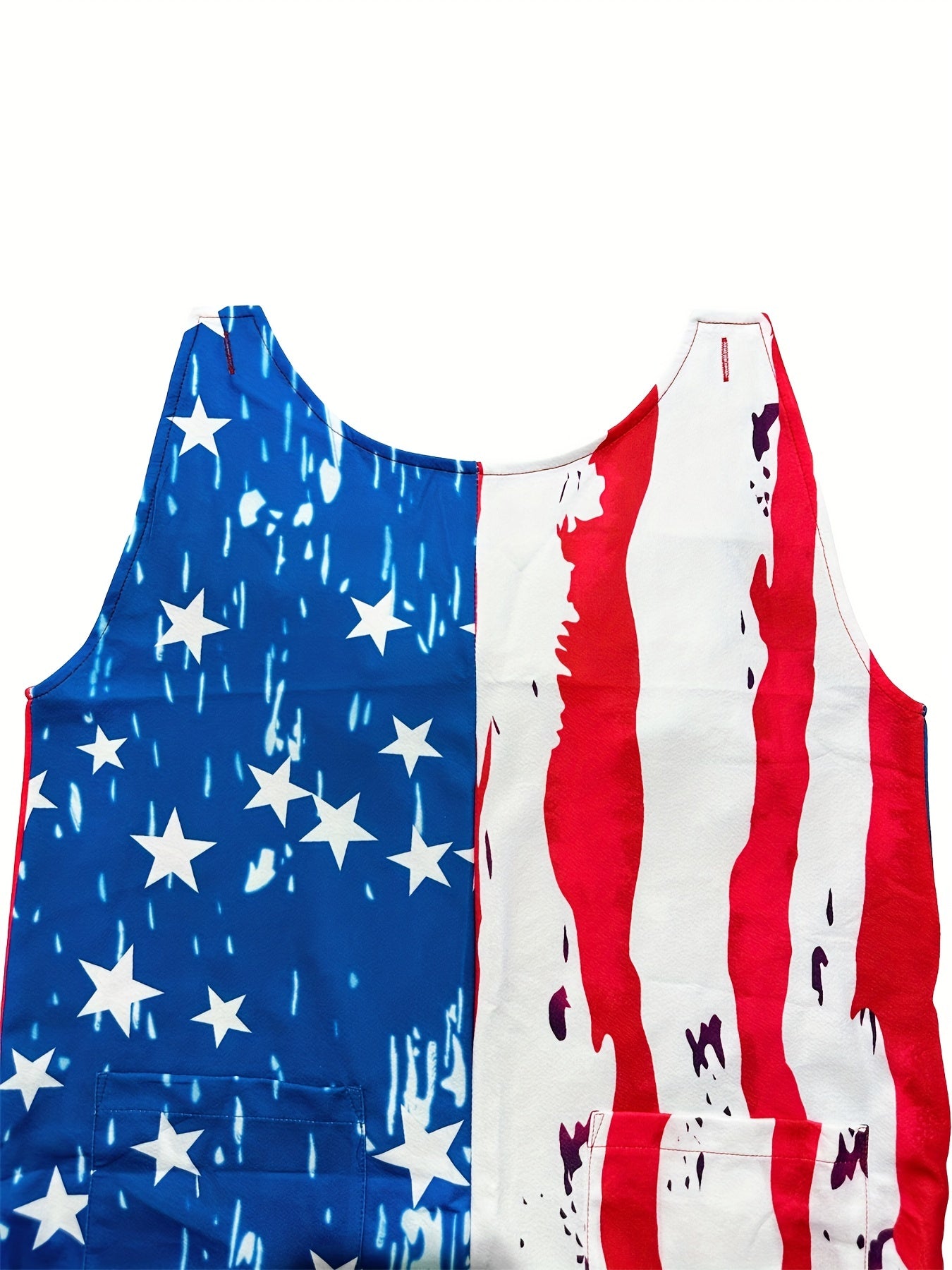 American Flag Overall Romper with Pockets