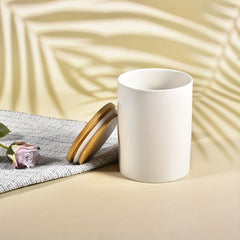 Middle Size Bone Jar Canister With Bamboo Lid - Home Kitchen Storage