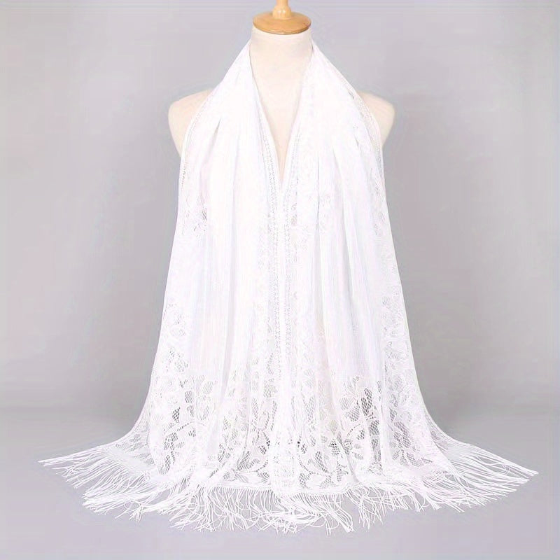 Floral Tassel Scarf Breathable Shawl for Women