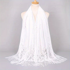 Floral Tassel Scarf Breathable Shawl for Women