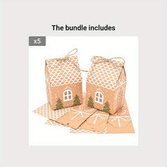 5pcs Christmas House Candy Box Gift Bags for DIY Xmas Cookie Packaging