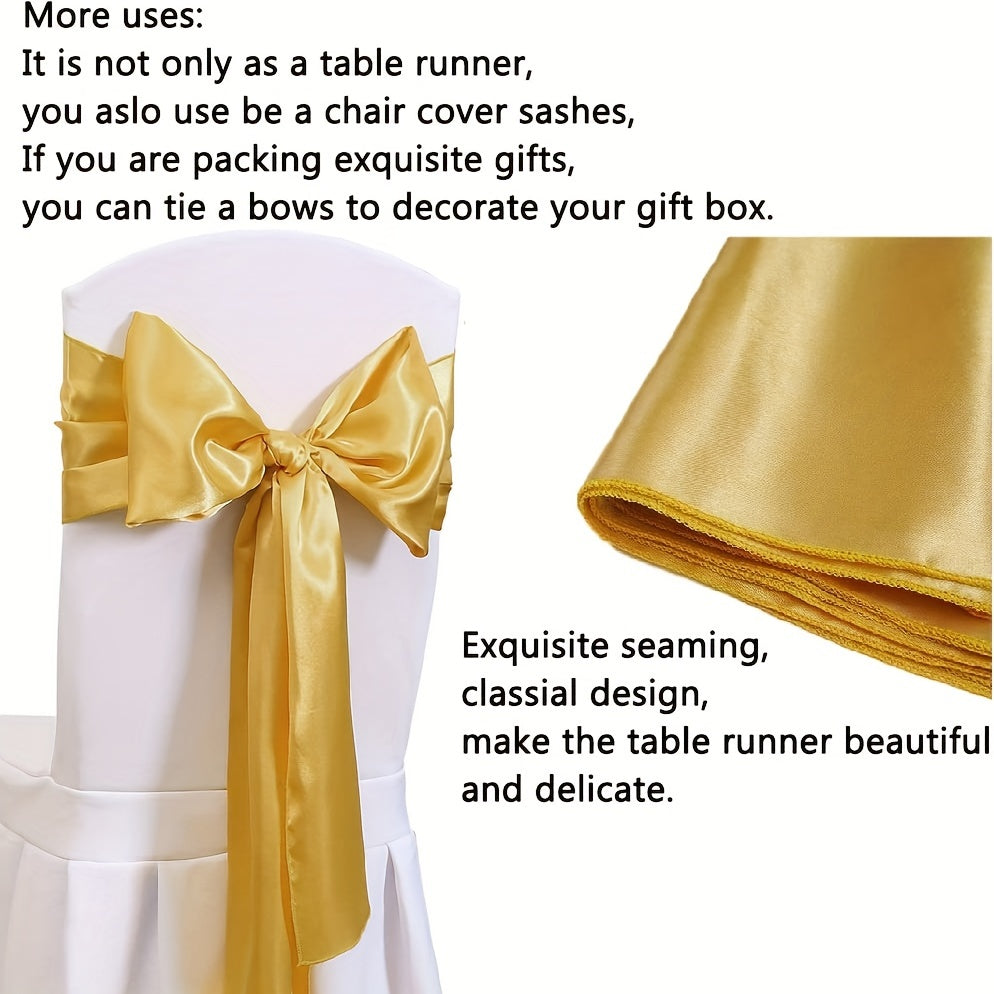 Golden Satin Silk Table Runner for Weddings & Parties