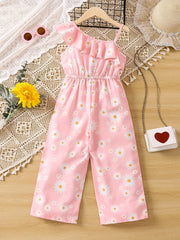 Toddler Girls Daisy Graphic Ruffle Trim Rompers