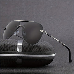 Polarized Night Vision Driving Sunglasses Top Bar Aviator Semi Rimless Glasses