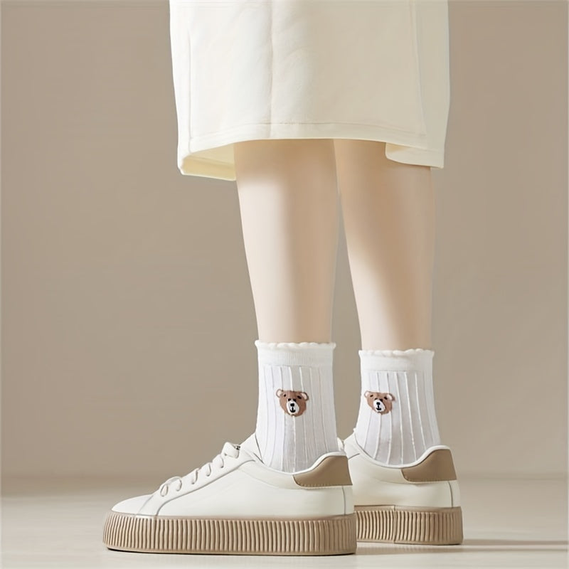 10 Pairs Bear & Letter Print Socks Women's Stockings