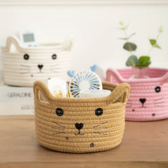 Cat Ear Cotton Storage Basket - Desktop Organization & Snack Storage