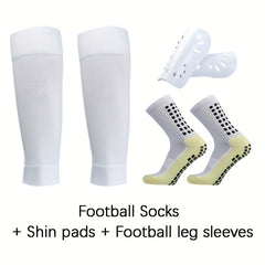 3 Pairs Set Calf Sleeves & Shine Guards & Crew Socks For Football