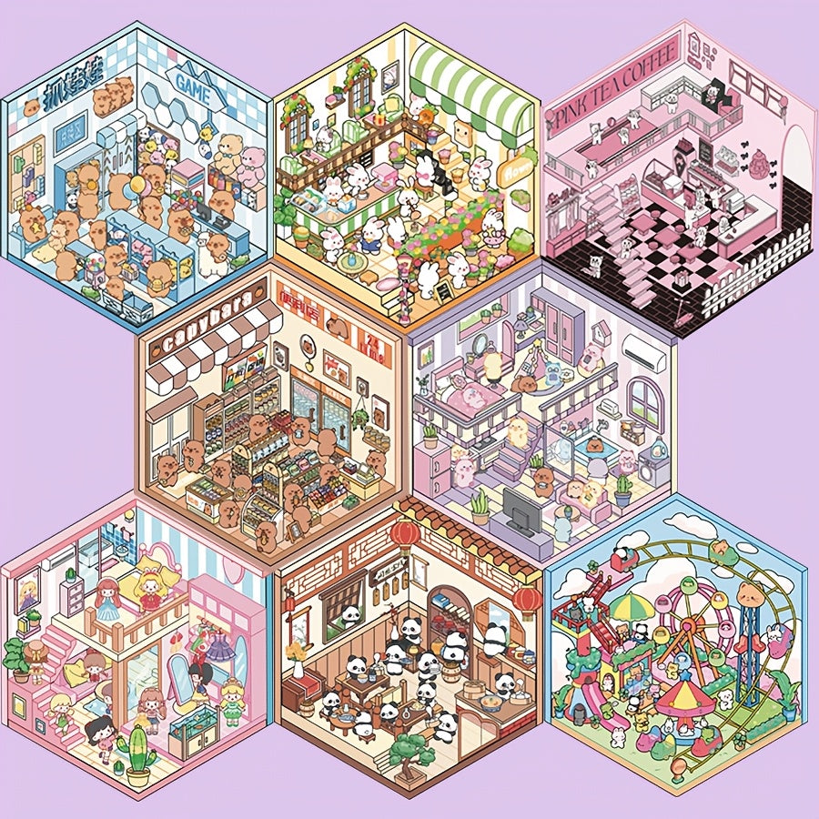 Charming 3D Panda Scene Stickers for DIY Room Decor & Crafts