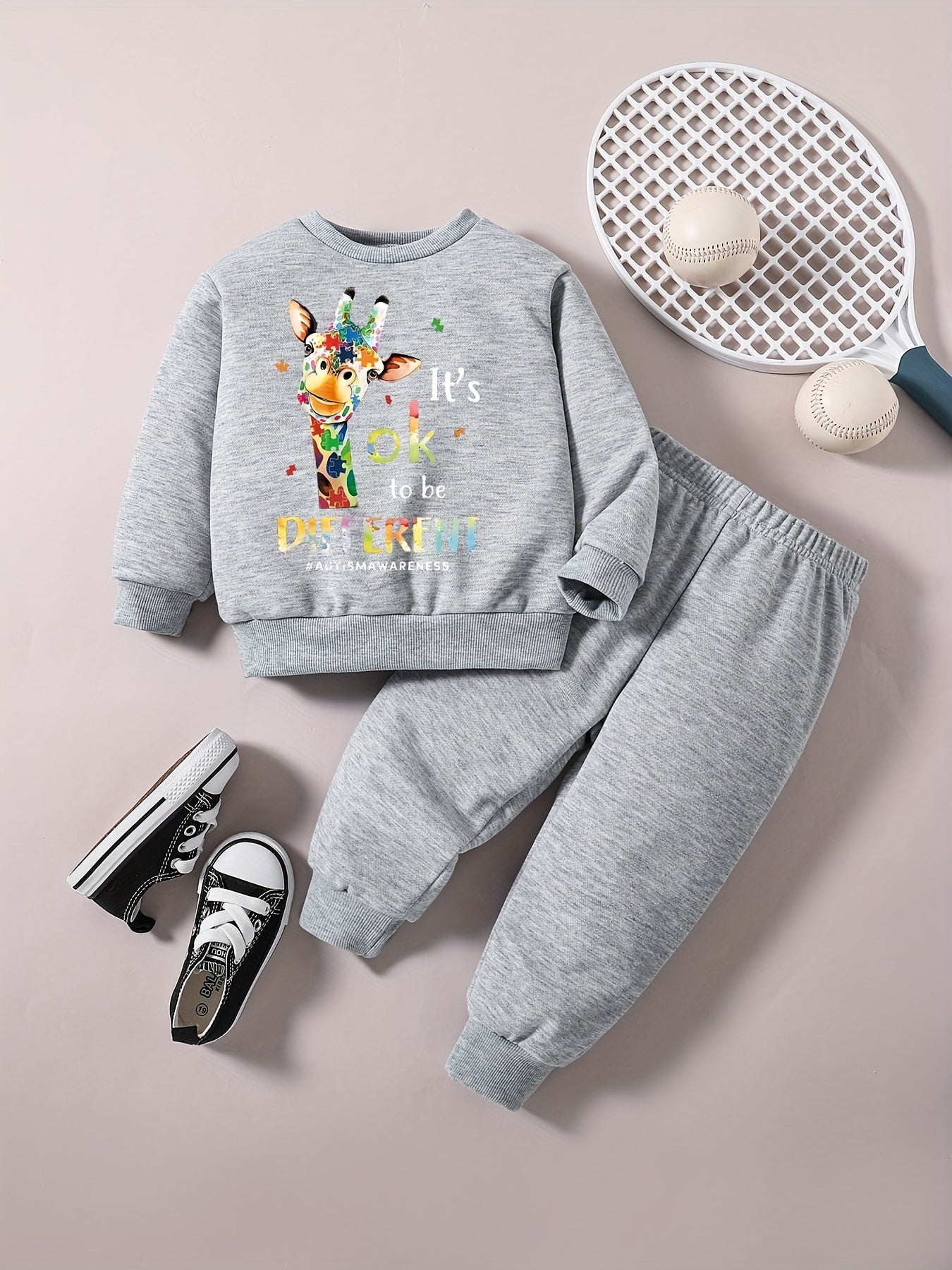 Baby Boy Casual Set Cartoon Graphic Sweatshirt Pants Outfit For Kids