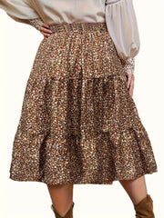 Boho Skirt Women's Plus Allover Ditsy Print Midi Smock Skirt
