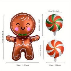 Gingerbread Man Balloon Set for Holiday Party Decor