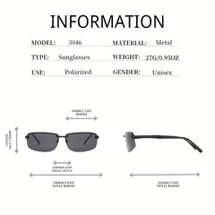 Men's UV400 Polarized Sunglasses Metal Frame Sun Protection Eyewear