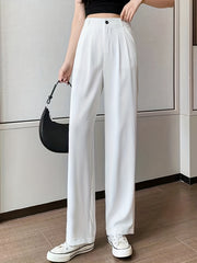 Solid High Waist Draped Long Length Pants