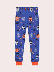2pcs Dinosaur Skeleton Halloween Pajamas Set Long Sleeve Top & Pants