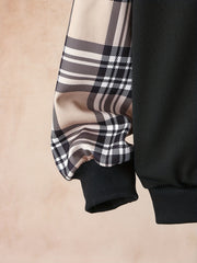 Plaid Bear Boy's 2pcs Sweatshirt & Sweatpants Set Street Style Outfits