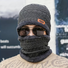Winter Warm Velvet Knitted Hat Neck Cover Unisex Fashionable Windproof