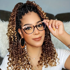 Cat Eye Frame Clear Light Blocking Glasses Stylish Discoloration Glasses
