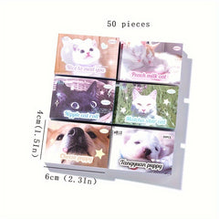 50 Sheets Sticker Books, Cartoon Animal Cat Dog DIY Cutting Pasting Decoration