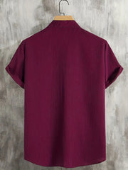 Men's Casual Short Sleeve Stand Collar Shirt