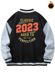 Graphic Print Men's Warm Baseball Jacket