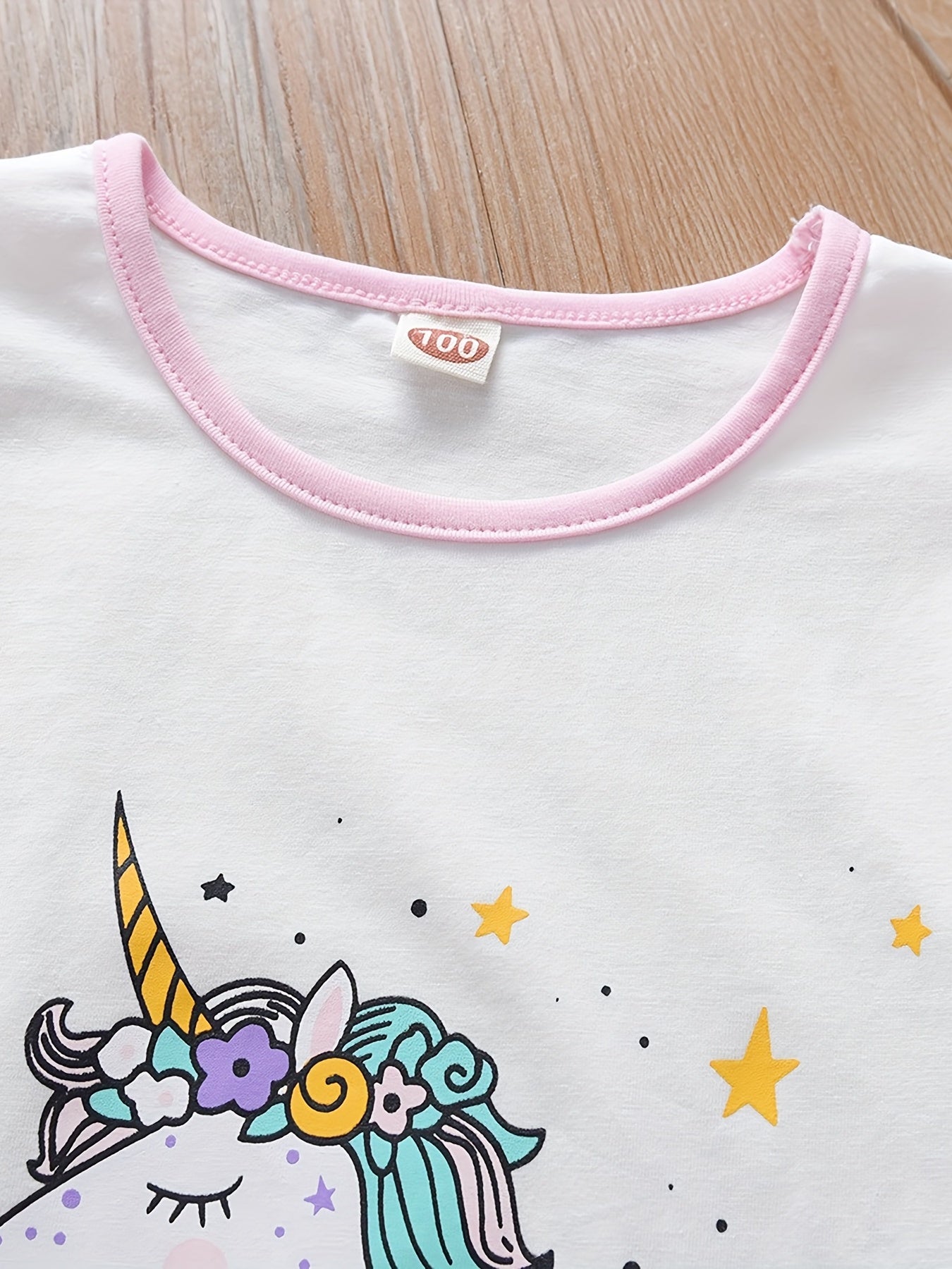 2pc Toddler Girls Unicorn Bow Top & Tutu Skirt Set For Party Kids Summer Clothes