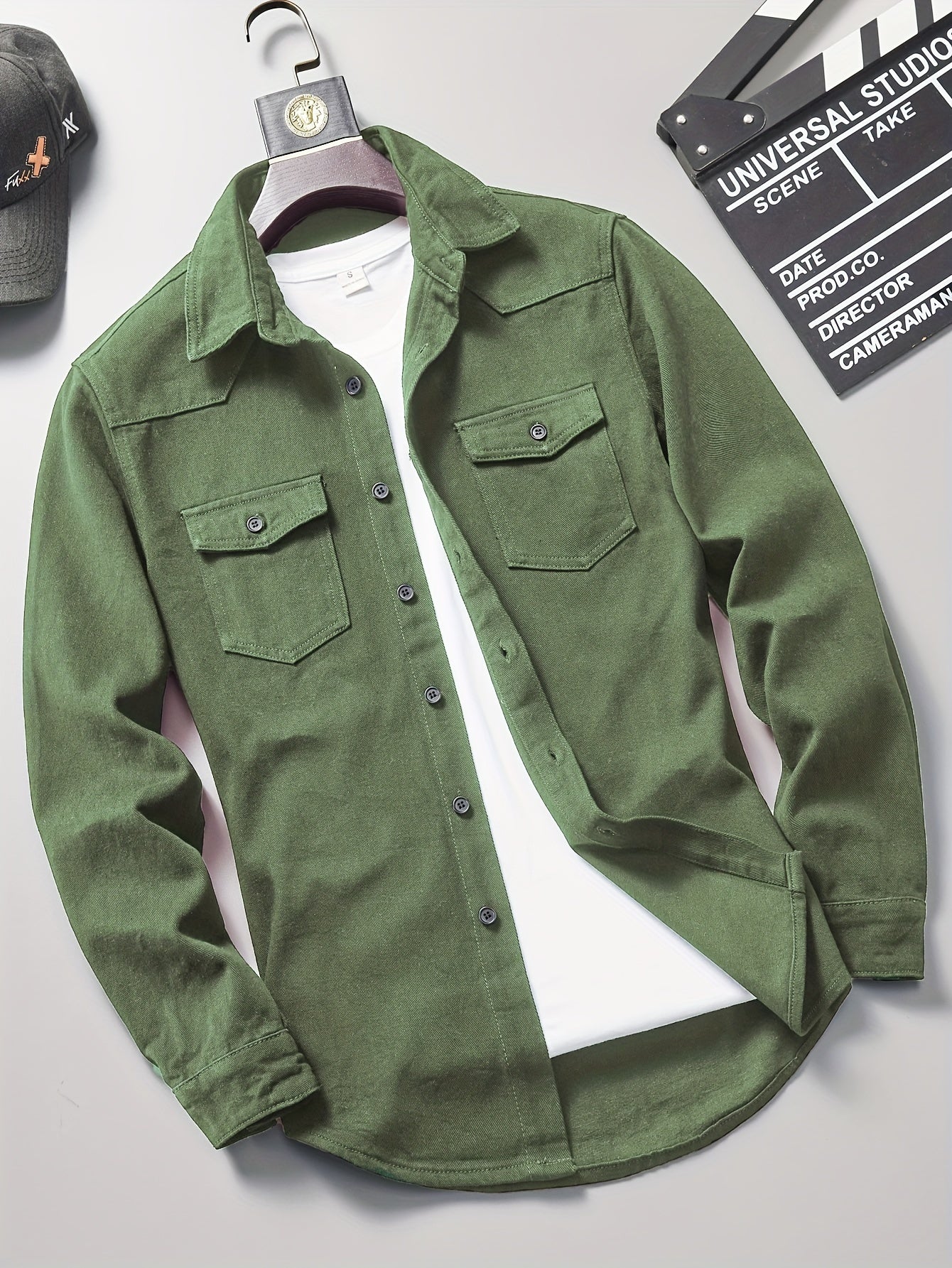 Men's Loose Fit Denim Jacket Long Sleeve With Pockets