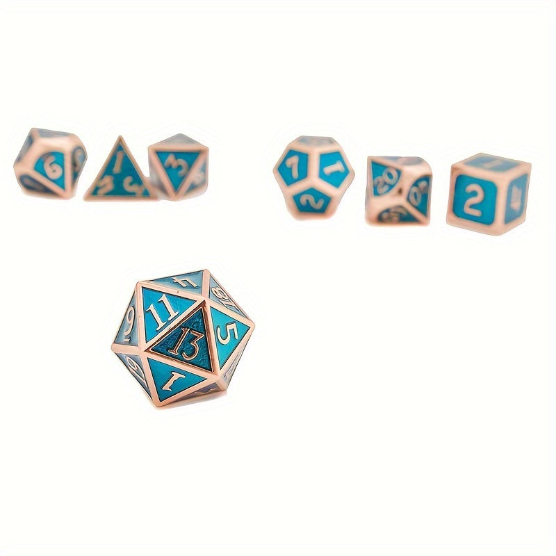 7pcs Metal Enamel Polyhedral Dice Set for RPG
