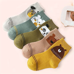 Boys Cartoon Animal Print Socks Cotton Crew Socks Kids Accessories