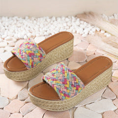 Women's Braided Platform Wedge Sandals with Non Slip Sole