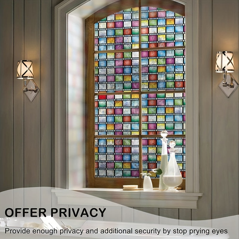 Colorful Mosaic Glass Window Sticker Privacy Protection Sunscreen UV Protection
