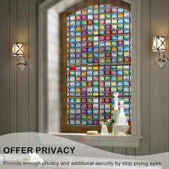 Colorful Mosaic Glass Window Sticker Privacy Protection Sunscreen UV Protection