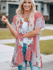 Botanical Floral Print Beach Cardigan Casual Loose Cover Ups Kimono