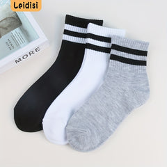 3 Pairs Boys Kids Striped Sports Socks Ages 4-12