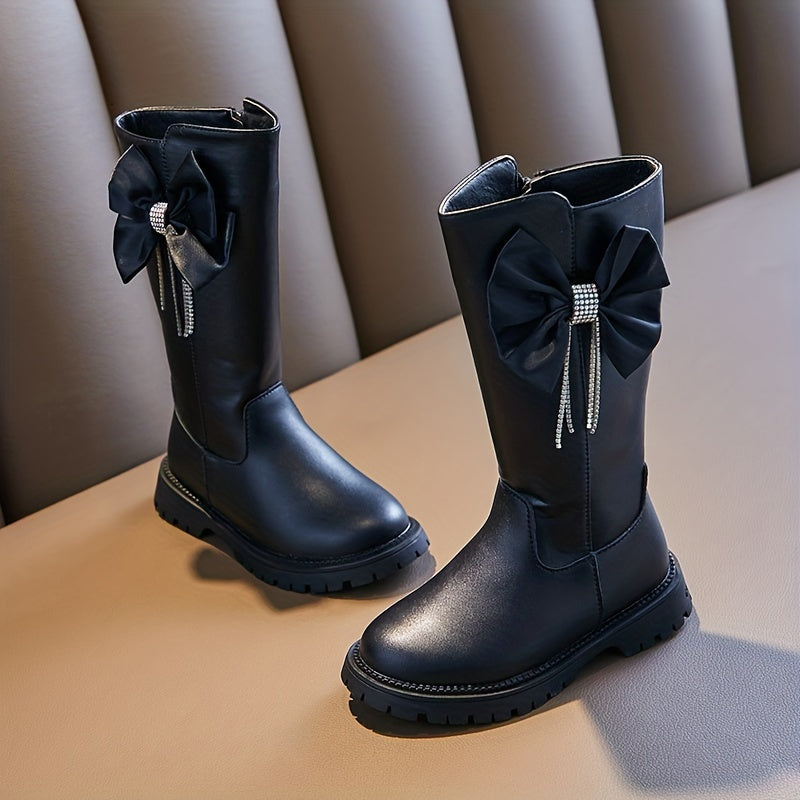 Girls' Bowknot Zipper Boots Non Slip for Indoor Outdoor Spring Autumn