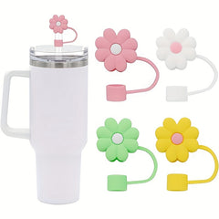 Flower Shaped Reusable Straw Cap Dustproof Cover