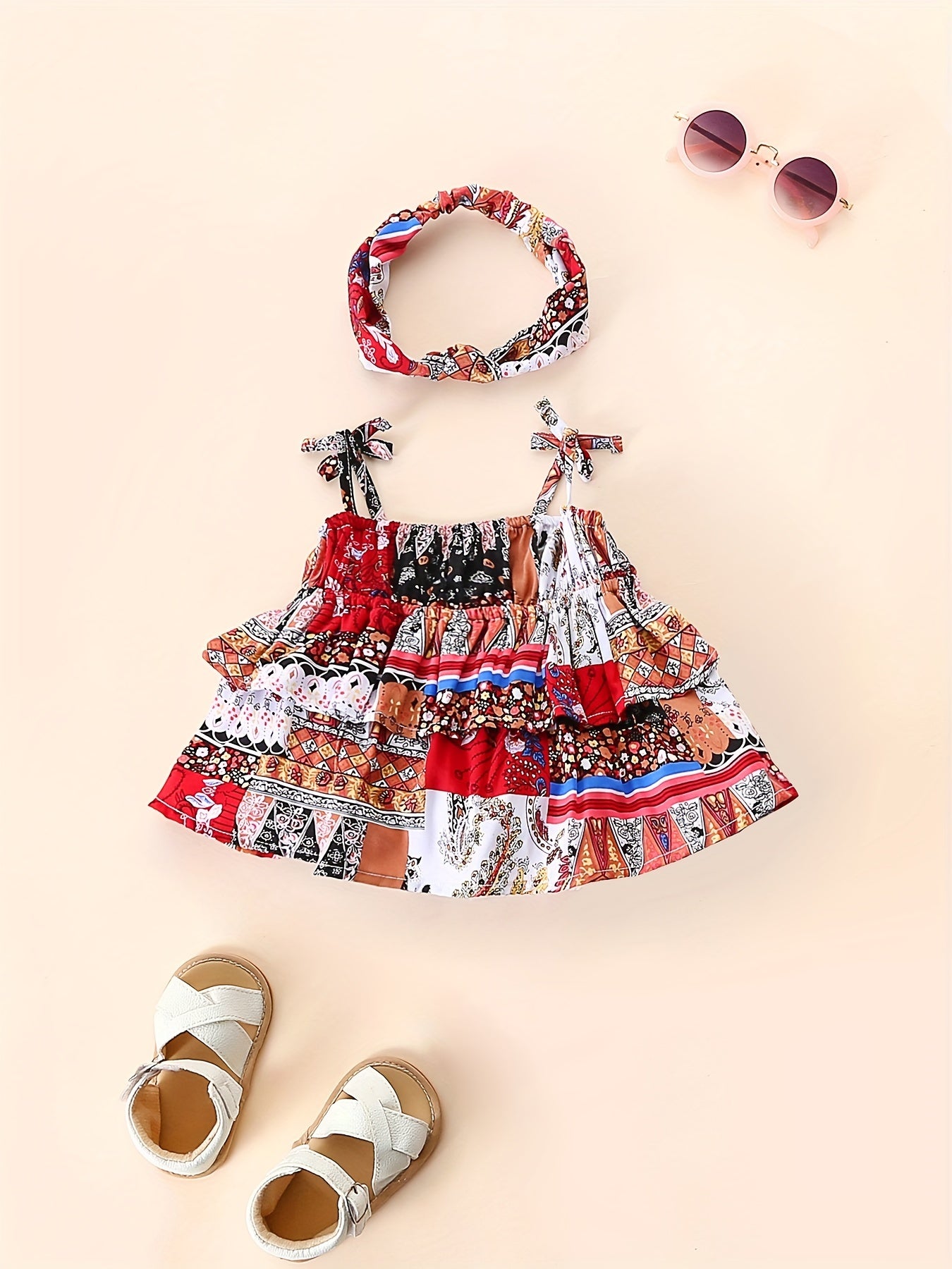 Baby Girl Ethnic Style Cami Top & Hairband Set